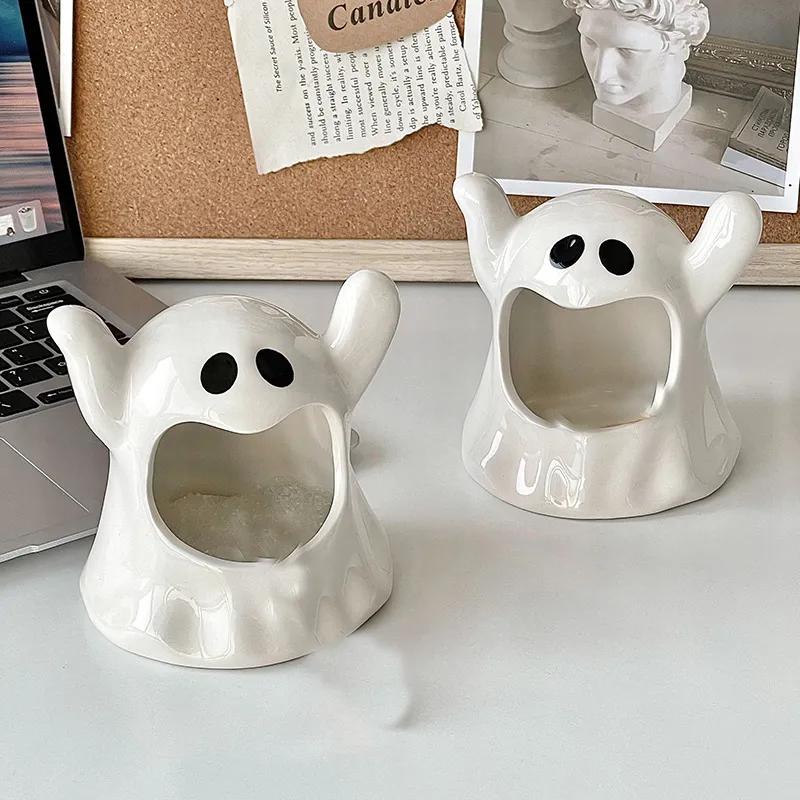 Creative Ghost Ceramic Ashtray Dormitory Home Living Room Gift For Boyfriend Personalized Gifts Cute Home Decor YLE434