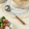 Stainless Steel Soup Spoon Long Wooden Handle Colander New Skimmer