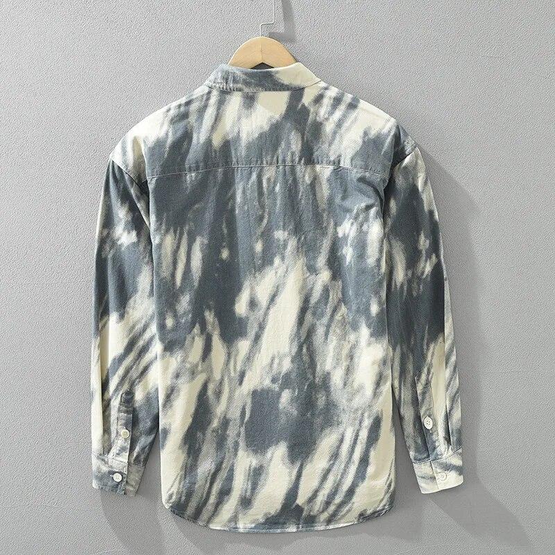 Новые модные рубашки с принтом Tie Dye, мужская модная уличная одежда, свободные повседневные мужские топы, рубашка из чистого хлопка с карманами, мужская одежда в стиле ретро