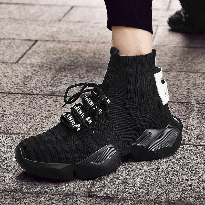 Socks Sneakers Men Knit Upper Breathable Sport Shoes Sock Boots Man Shoes High Top Running Shoes for Men Zapatillas De Deportedt