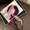 Folded Silk Scarf Women's Spring and Summer New Thin Scarf Small Scarf Versatile Fashion Commuter Color Matching Small Shawl Tied Bag Streamer