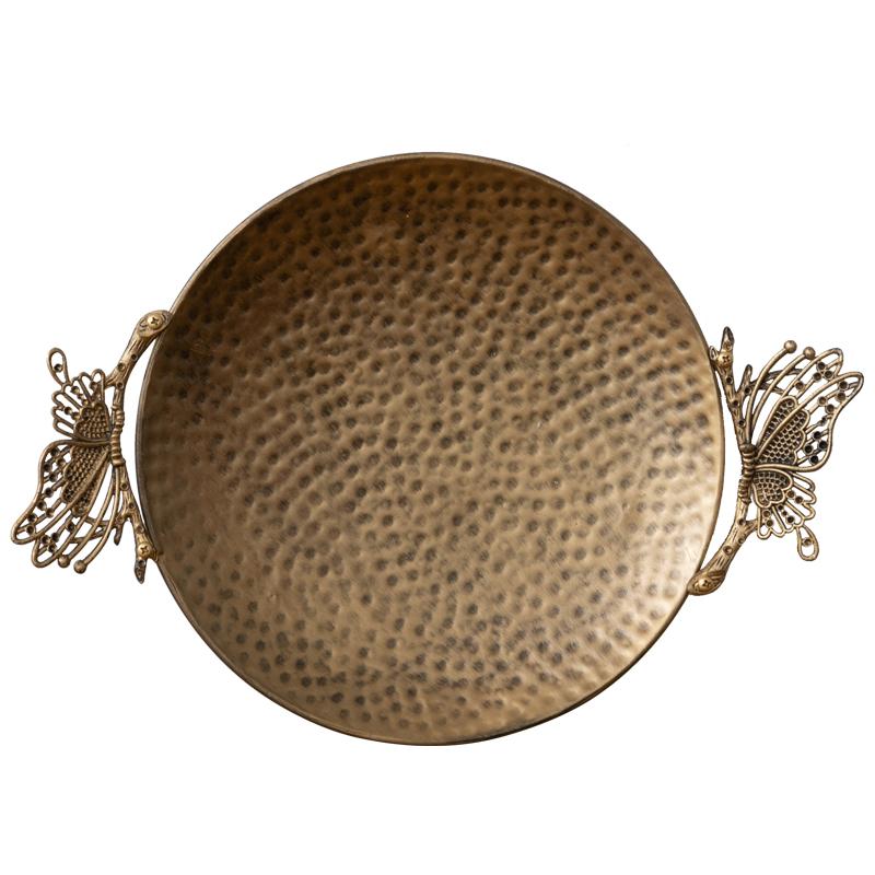 Ретро креативная декоративная утварь Бабочка Маленькая фруктовая ваза Гостиная Дом Кованая железная корзина для фруктов Тарелка для закусок Металлический поднос