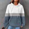 Women's Loose And Comfortable Color Blocked Printing Long Sleeved Hooded Sweatshirt