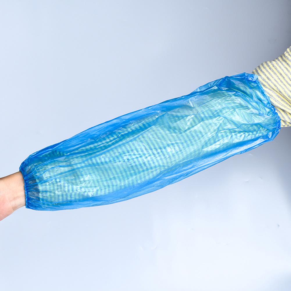 100 шт./упак. Пластиковые одноразовые нарукавники для защиты рук, синие