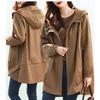 Women's Spring and Autumn Plus Size Hooded Zipper Section Medium Long Loose and Thin Windbreaker Jacket