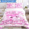 3PCS Pink Heartsping Fantasy World Bedding Set,Including 1pc Duvet Cover And 2pcs Pillowcases Perfect for Bedroom, Dormitory, Fan Christmas gift