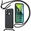 Case - E.F.CONNECTION - For Xiaomi Redmi Note 13 Pro 5G - Shockproof Silicone - Adjustable Shoulder Strap - Black