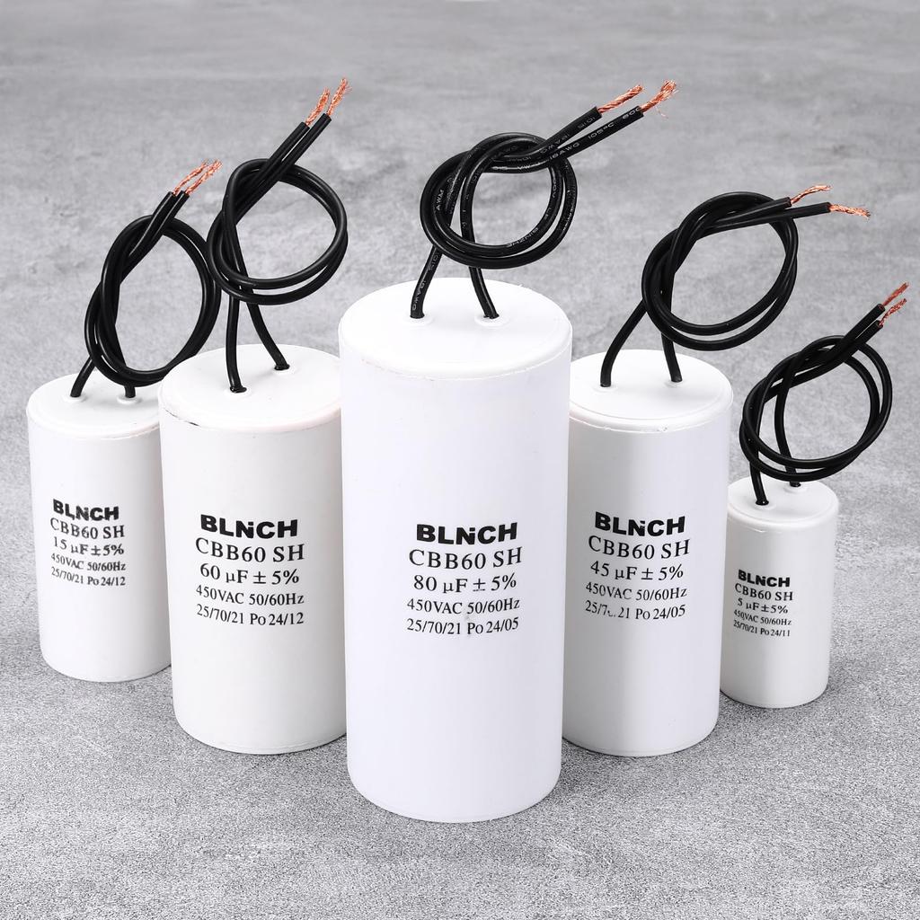 uxcell CBB60 Running Capacitor 80uF 450V 2-Wire Electric Air Compressor Motor Run Start Capacitor