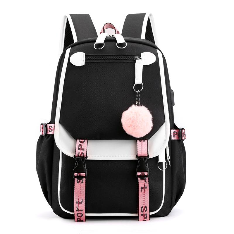 Large Capacity Girl Women Casual Backpack Multicolor Student Backpack Girl's School Bag with USB Port
