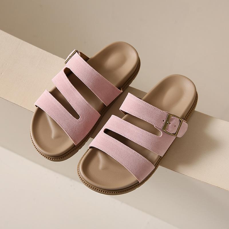 Модные шлепанцы на толстой подошве Модные летние новые шлепанцы с ремешком на одной пряжке Пляжные крутые шлепанцы Женские