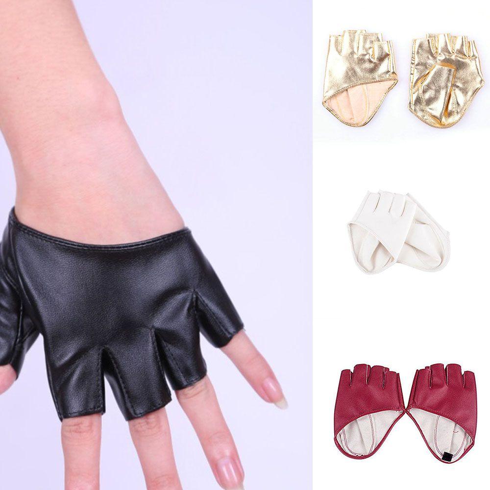 Women Clothing Accessories PU Leather Pole Dance Half Finger Half Palm Fingerless Gloves