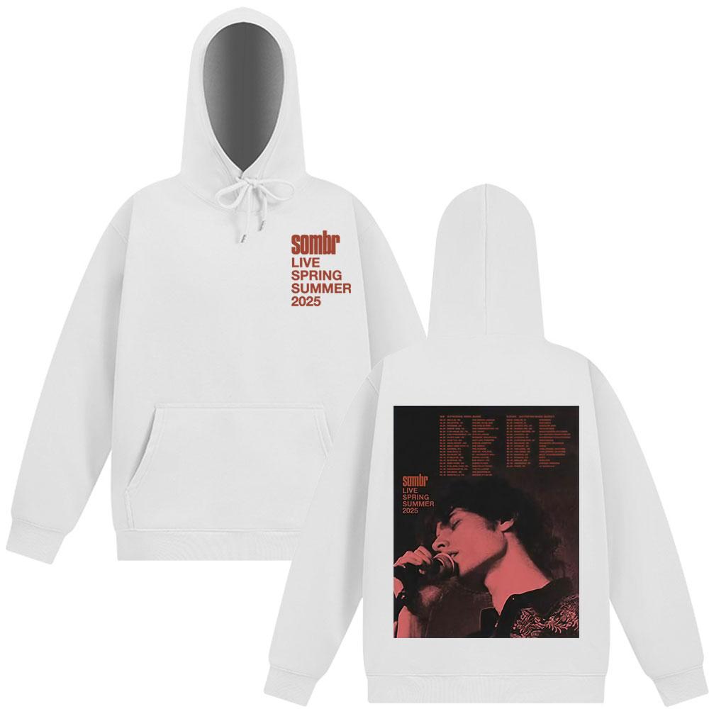 Толстовка Sombr Merch LIVE 2025 Tour Мужская Женская С Длинным Рукавом Хип-хоп Пуловер Осень и Зима Харадзюку Винтажная Свитшот Подарок для Фанатов