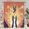 2 Pieces of Santa Claus Christmas Tree Printing Curtain - Polyester Material - Suitable for Bedroom Living Room Study Room Priva