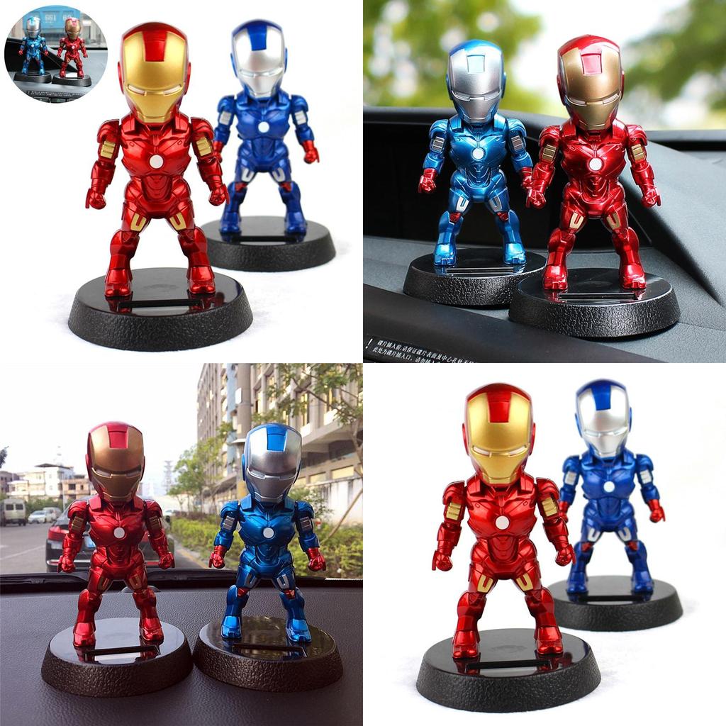 Shaking The Head Marrie Couple Car Decoration Toy With Vibrant Red And Blue Iron Man Design