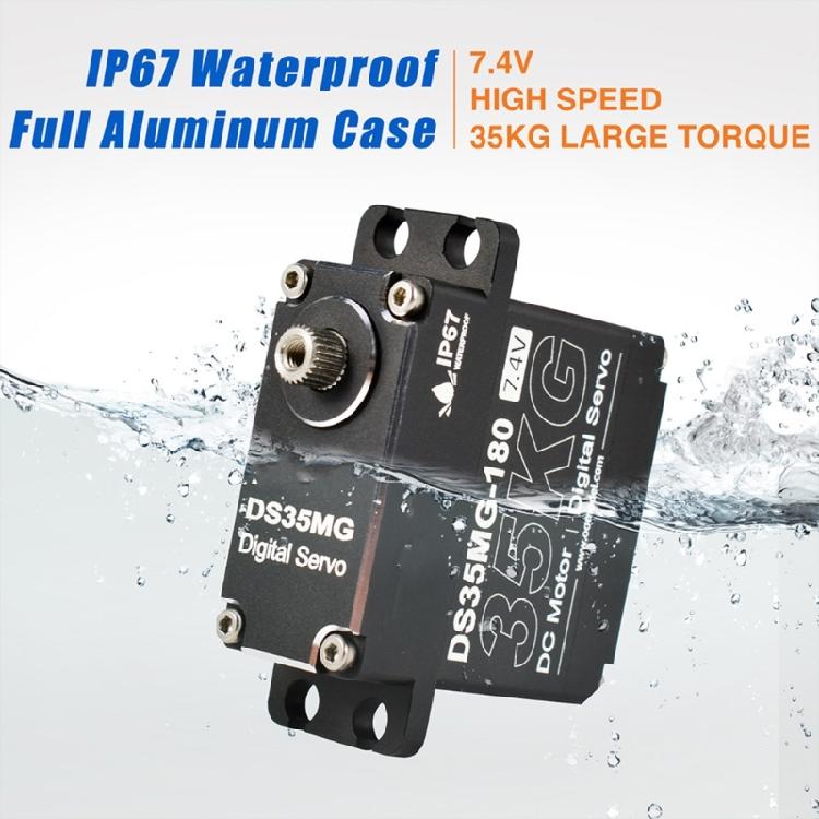 Hard Waterproof Digital Servo 35kg High Twisting Output Full Aluminum Body Steering Servo for Crawlers Truck Upgrades