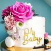 Oh Baby Cake Topper, 10pcs Acrylic Cake Toppers Oh Baby Sign Cupcake Toppers Cake Decorating Supplies Kit Cupcake Topper Mirror Gold Birthday