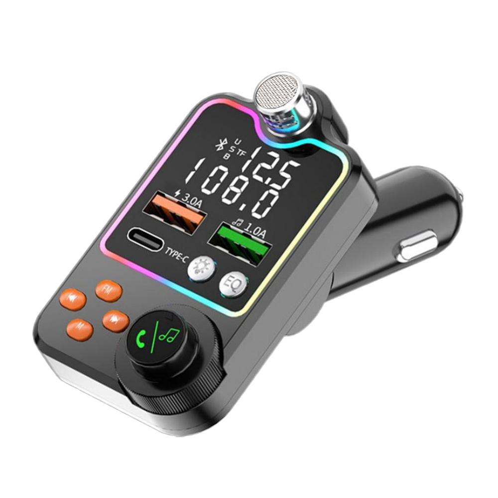 Автомобильное зарядное устройство Bluetooth 5.0, два порта USB Type C, быстрая зарядка, комплект громкой связи, FM-передатчик, MP3-плеер, автомобильная розетка