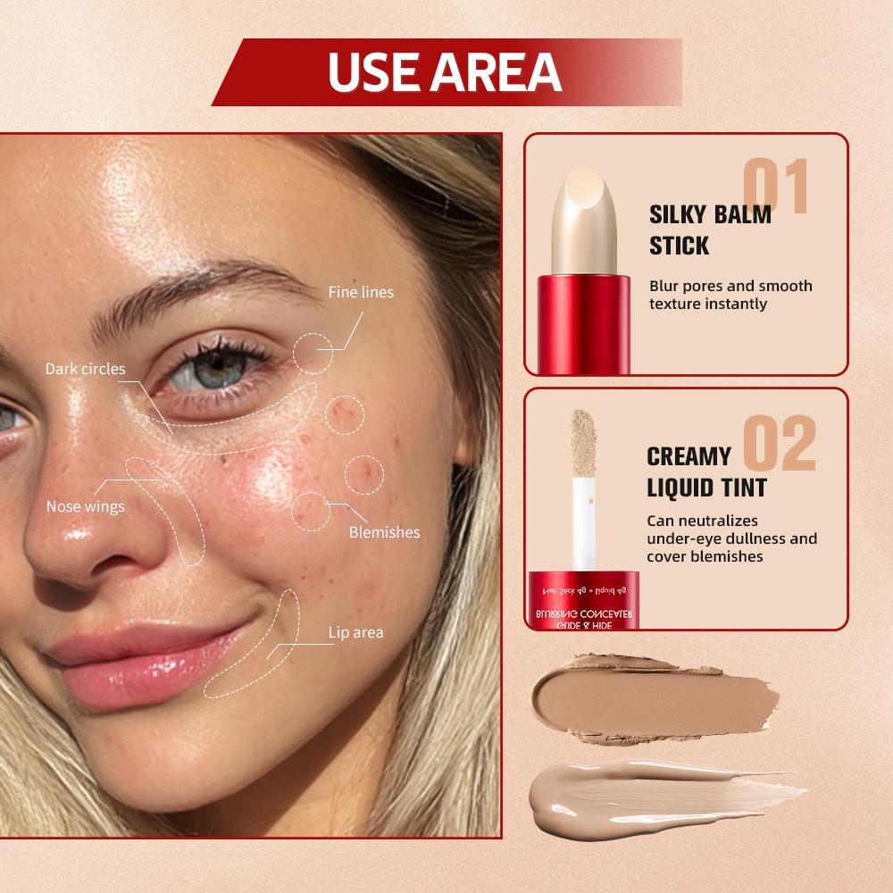 Кремово-жидкий консилер-корректор 2-в-1 Glide Blurring Conceal, стойкий, с полным покрытием, легкий, скрывает, водостойкая основа под макияж