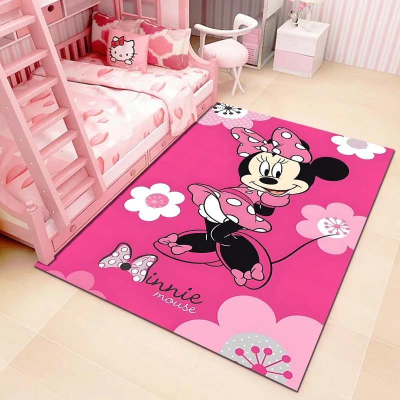 Cute Cartoon Carpet Minnie Mouse Printed Rug for Home Living Room Bedroom Kids Room Decor Non-slip Floor Mat Next Day Shipping