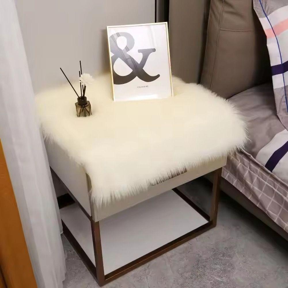 45*45cm Display Dressing Table Mat Fluffy Shaggy Fur Rugs Sofa Pillow Cushion Seat Cushion Pad