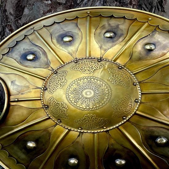 60,96 см средневековый троянский щит Трои, вырезанная вручную круглая боевая пластина, древнегреческий металлический щит, ролевая игра косплей троянский щит, подарок на Хэллоуин