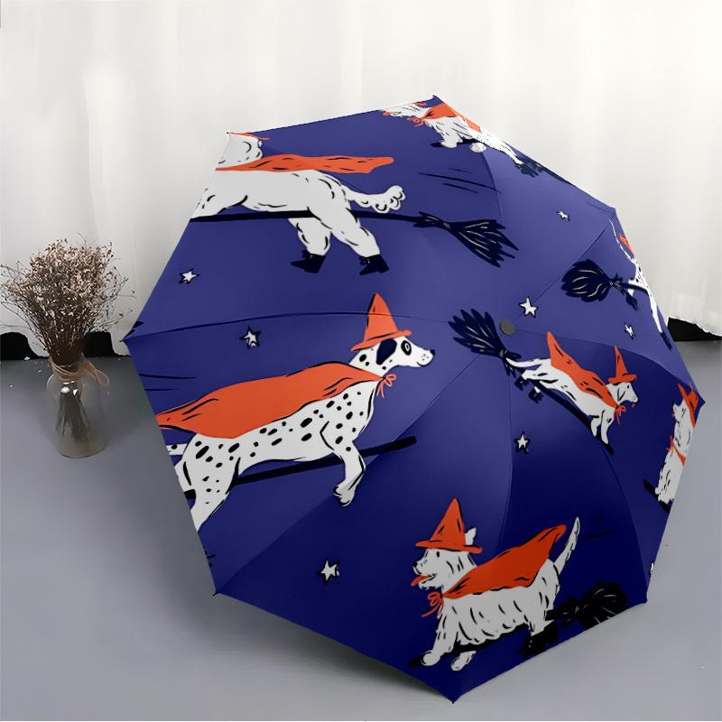 1pc Witch Dogs Automatic Folding Umbrella, 8-Rib Iron Frame, Casual Outdoor Accessory for Birthday Festival Gifts yy251128154