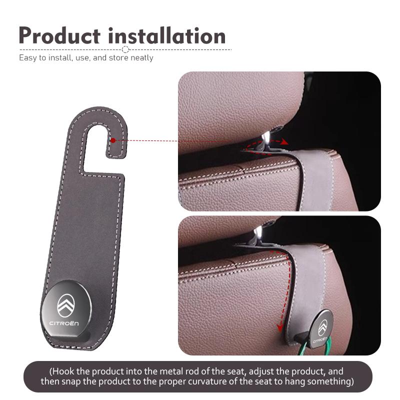 Hidden Car Back Seat Hook Headrest Suede Soft Hanging Hook For Citroen Jumper Celysee Cactus Picasso Aircross Saxo Grand