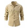 Spring Autumn Pockets Button Up Shirt Men's Washed Elastic Pure Cotton Men Long Sleeve Shirts