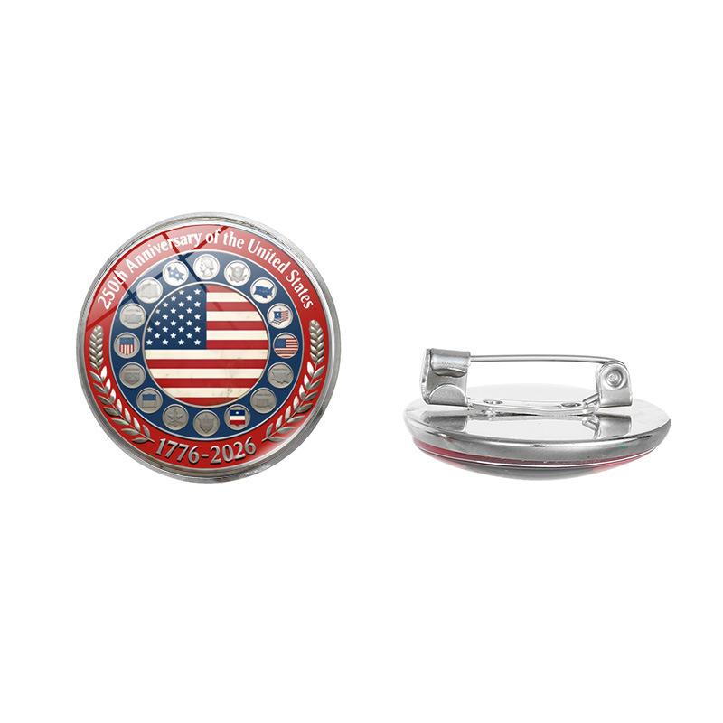 2026 American Independence 250th Brooch, Alloy Celebration Badge July 4th Decorative Pin