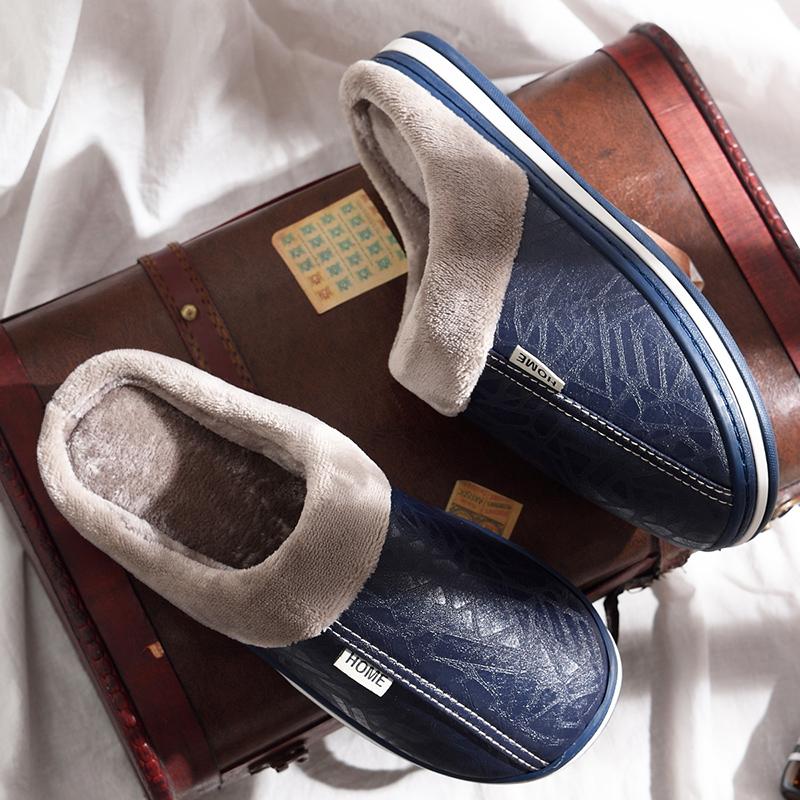 Удобные мужские домашние тапочки с эффектом памяти для дома. Теплые зимой, мягкие и с плюшевой подкладкой.