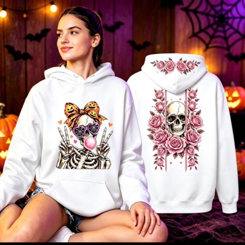 Funny Cute Skeleton Halloween Hoodie Skeleton Men Women Vintage Horror Graphic Pullover Sweatshirt Spooky Gothic Hoodies