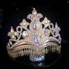 Gold Princess Hair Tiara Shiny Rhinestone Crown Luxury Ethnic Dance Crown  Wedding