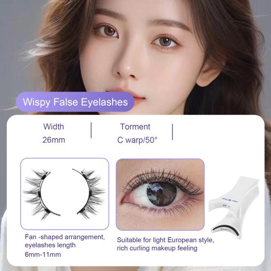 1 набор магнитных НАКЛАДНЫХ ресниц с зажимом-аппликатором для ресниц, многоразовые, натуральные, тонкие