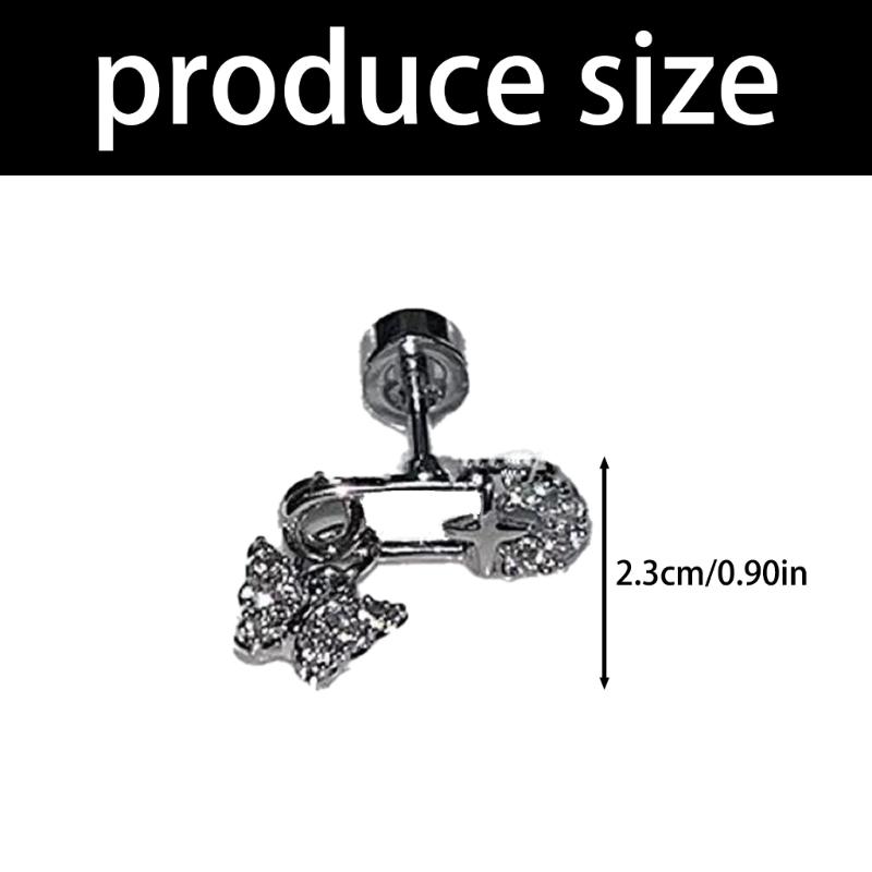 Сверкающие Титановые Стальные Ушные Кликеры Бабочка Гвоздик С Защитной Булавкой Пирсинг Хряща Уха Серьга Ручной Работы Боди-Украшение