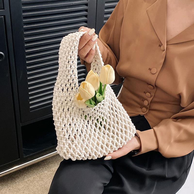 Сумка-клатч Niche Hollow Mesh Pocket, ручная плетеная сумка на запястье, универсальная пляжная сумка для отпуска Tide