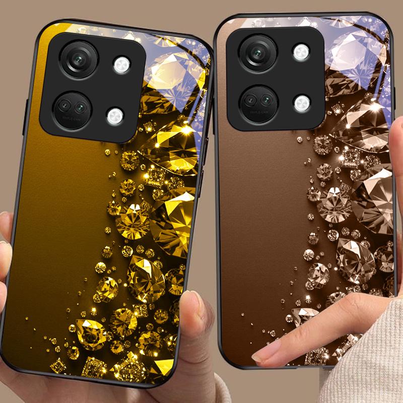 Полностью бриллиантовый чехол для телефона OnePlus Nord 3 5 6T 7 Pro 8 12 10T Reno8 Lite 5G 10R Nord N30 из закаленного стекла с твердой оболочкой, черный