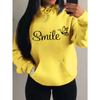 Smile Font Language Butterfly Pattern Hoody For Women Sport Pocket Clothing Cute Multicolor Streetwear Autumn Fashion Hoodies