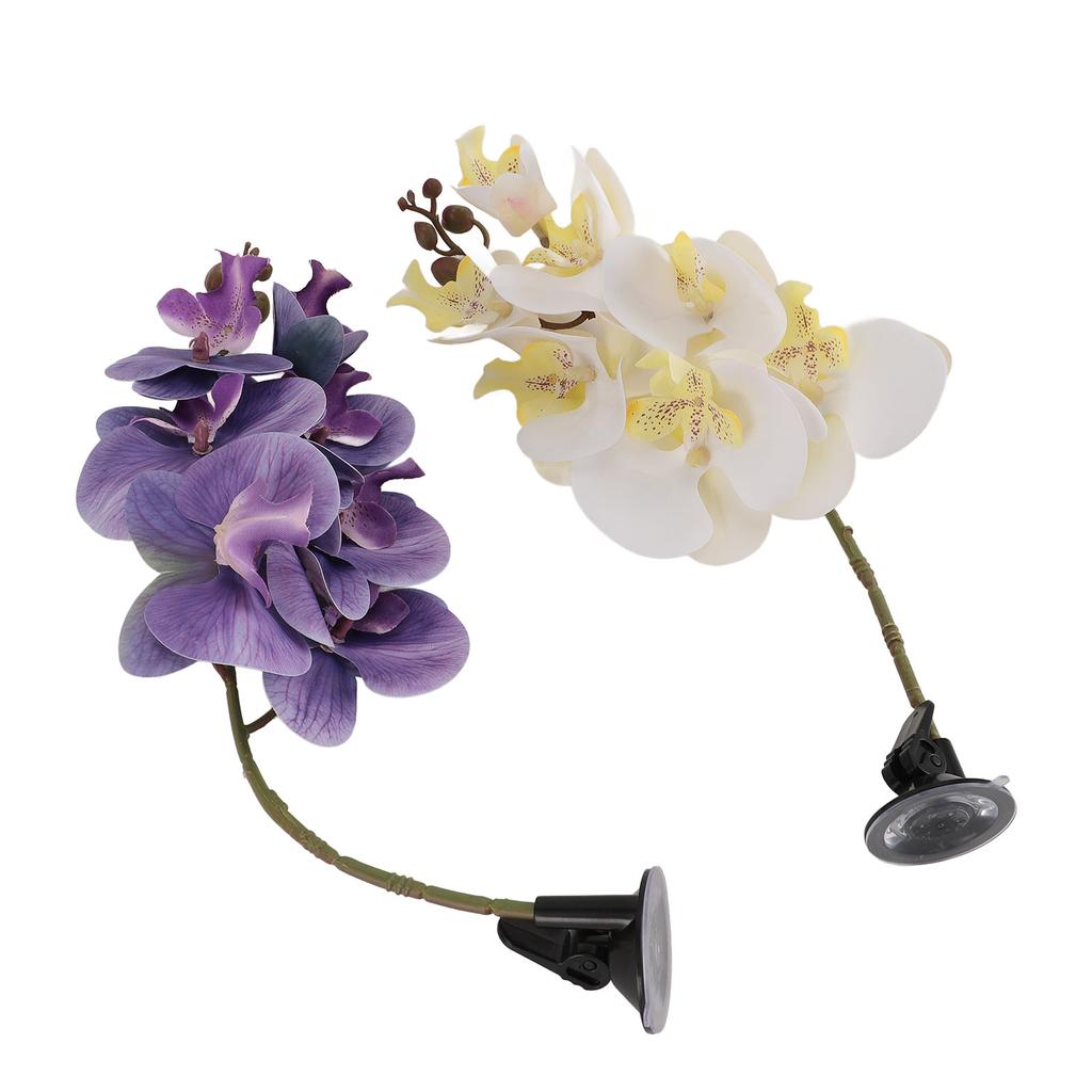 2pcs Reptile Plant with Suction Cup Bendable Terrarium Decoration Plant Flower for Aquarium Lizards Spiders Snakes