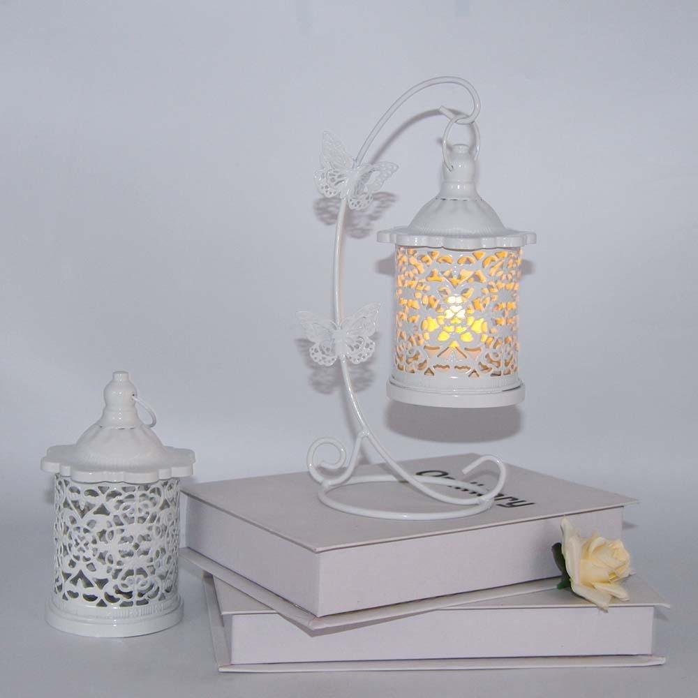 white Hanging Birdcage Decor Lamp Iron Tabletop Birdcage Ornament Anniversary Event