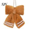Gift Wrapping Decorative Bows Plush Gingerbread Christmas Tree Bow, Soft Furry Bow Hanging Retro Style Ribbons Ornament for Xmas Tree, Wreath,