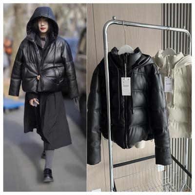 Ветрозащитная куртка Traf из искусственной кожи, женская, простая, с капюшоном и длинным рукавом, теплая куртка-анорак