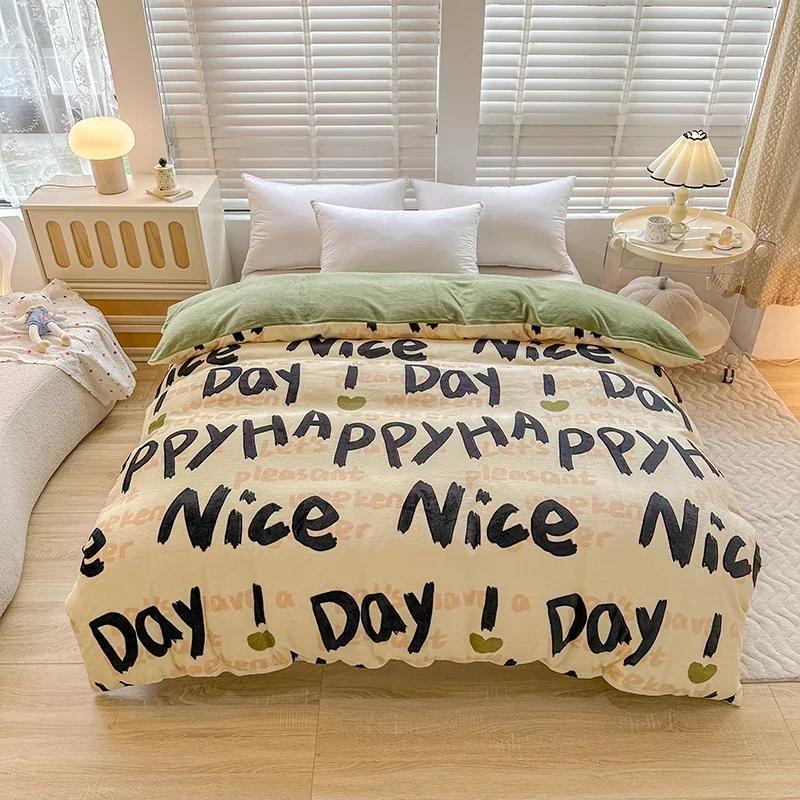 Milk Velvet Floral Duvet Cover, Ultra-Soft Cozy Warm Winter Reversible Plush Comforter Cover, 1 PC Botanical Flower Quilt Cover