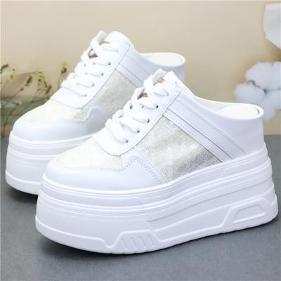 Мода 12 см Платформа Танкетка Женская Обувь Мюли Натуральная Кожа Скрытый Каблук Женская Летняя Обувь Шлепанцы Сандалии Тапочки Весна Осень