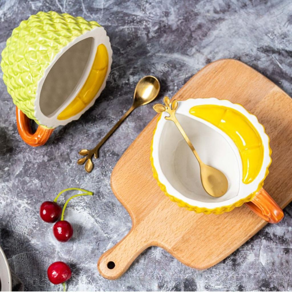 Креативная забавная кружка с рисунком дуриана, рельефная кружка с рисунком дуриана, керамическая кружка с высоким рисунком, персонализированная кружка для воды, парная кружка