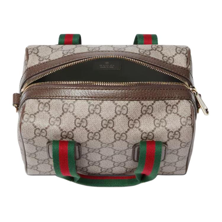Gucci Мини-сумка Boston Ophidia с принтом GG Supreme и полосой Web 859975-FACHL-8844