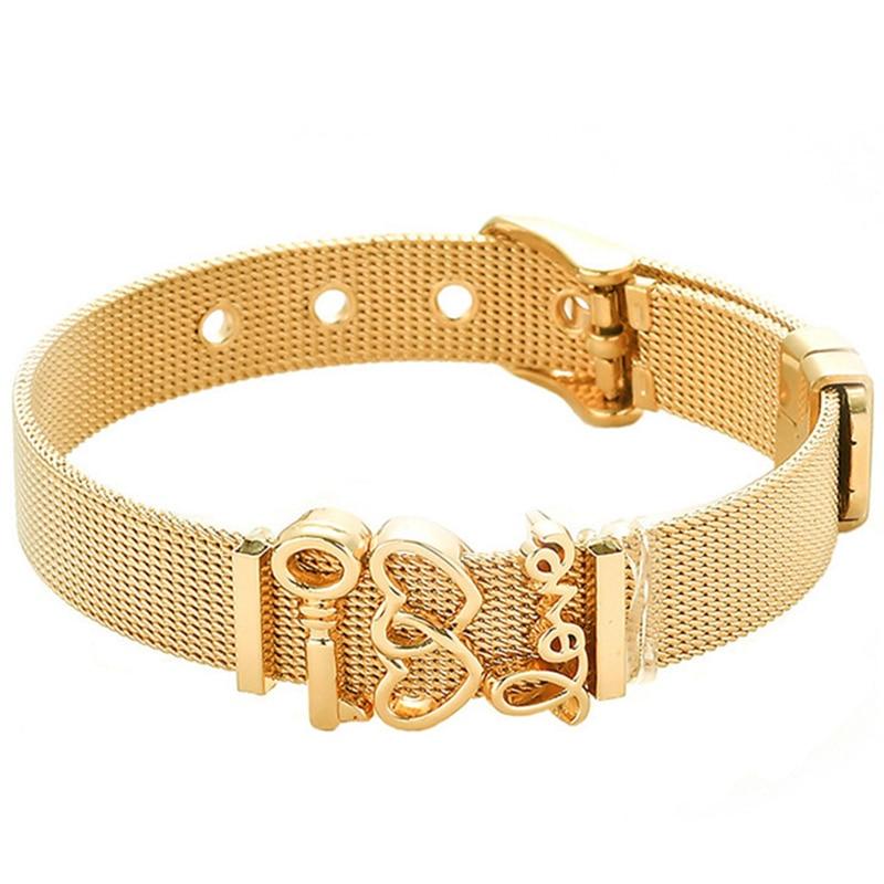 High Quality Stainless Steel Mesh Bracelets Bangles Heart Keeper Charms Bracelet For European Woman Men Gifts Wholesale
