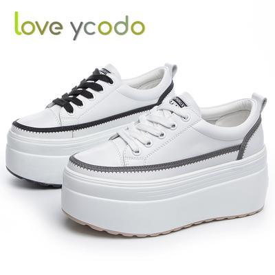 Женская повседневная обувь из натуральной кожи, очень толстые женские модные кроссовки на платформе 8 см, массивная обувь, летняя обувь для скейтборда