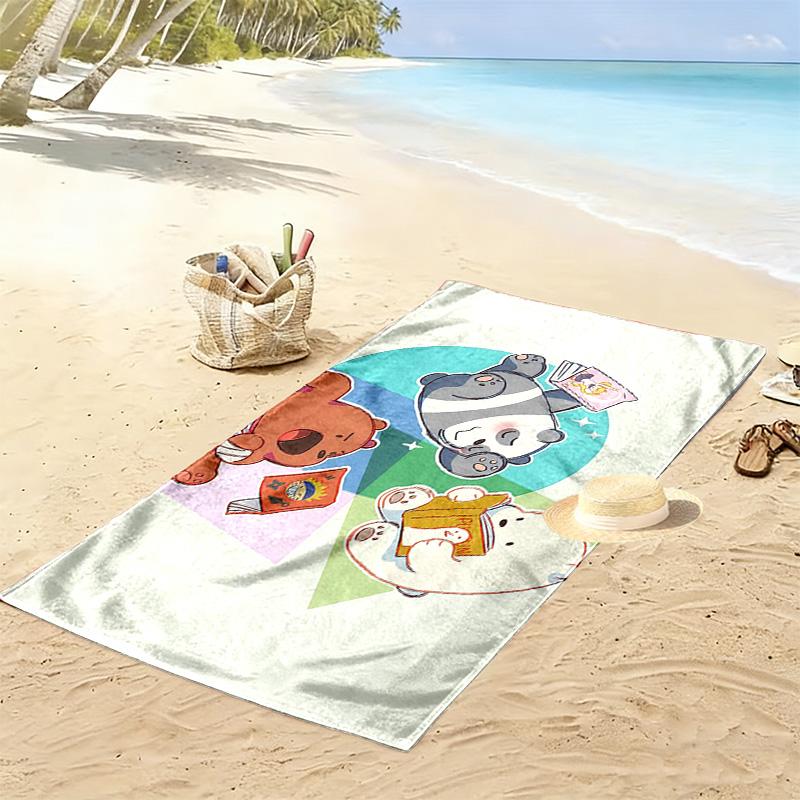 We Bare Bears Print Beach Towel, Large Soft Quick Dry Towel for Beach Camping Swimming