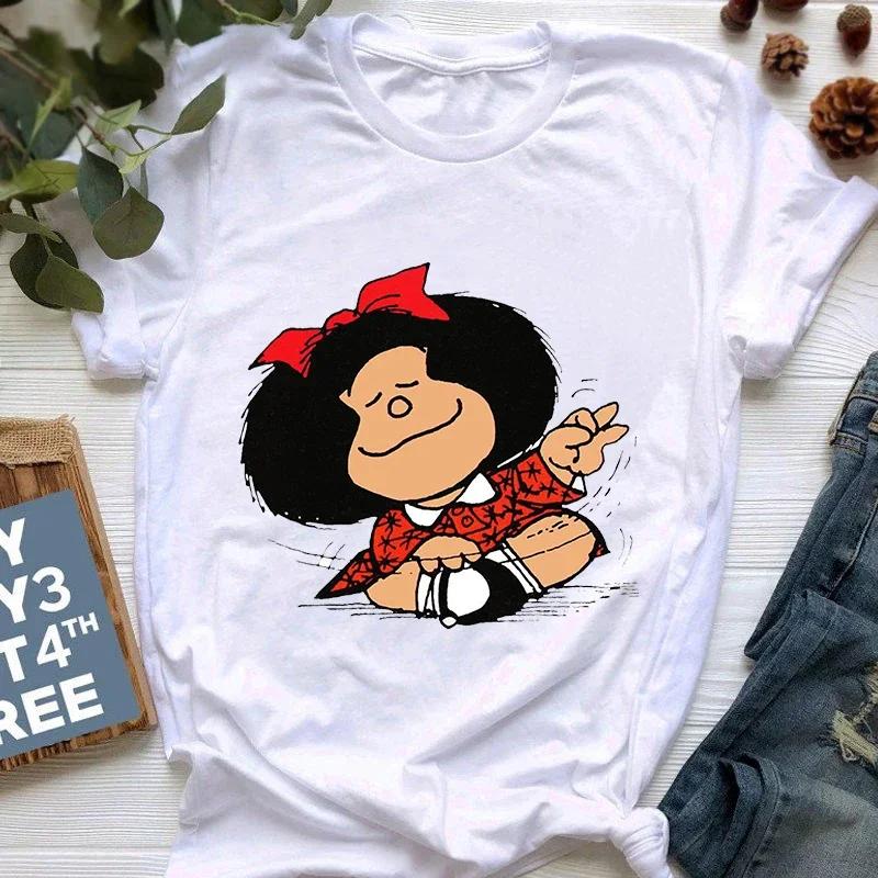 Футболка Mafalda женская летняя Harajuku с буквенным принтом, короткий рукав, модная креативная повседневная женская футболка с рисунком 90-х годов