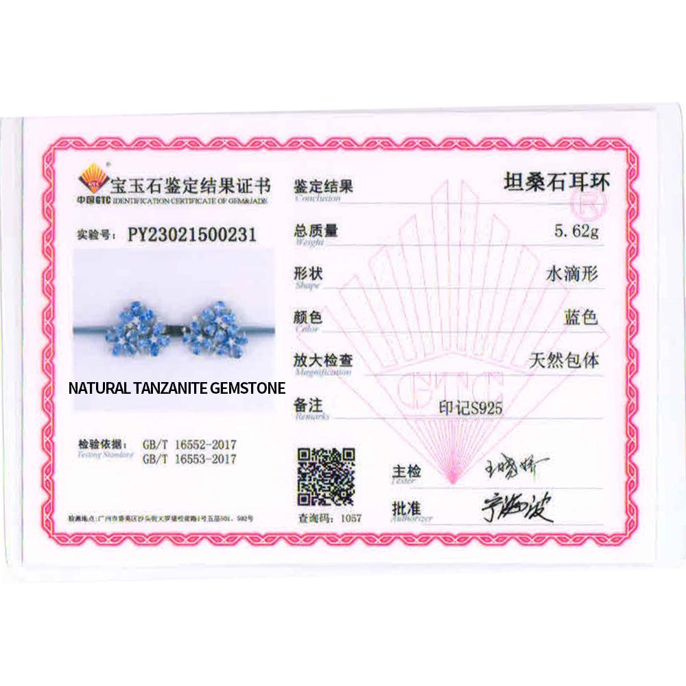 2023 New Natural Tanzanite Gemstone Clasp Earring 925 Sterling Silver Fine Jewelry for Women Wife Nice Birthday Gift